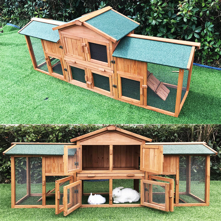 Large rabbit hutch 2024 with run and cover